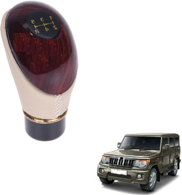 Suprozo Fancy Plastic, Leatherite, Wooden design, Mahindra Bolero Gear Knob(Beige, Brown)