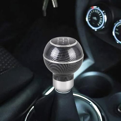 AutoBizarre 5 Speed Aluminum Base, Metal Ring, Carbon Fiber Design Gear Knob(Silver)
