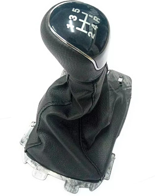 LAKSHMINARAYAN SALES Leather Gear lever knob with, Leather Gear lever boot Figo Aspire Gear Knob(Black)