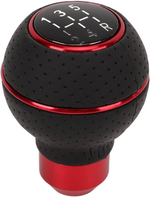 AutoBizarre 5 Speed Aluminum Base, Metal Ring, Leather Covered Gear Knob(Red, Black)