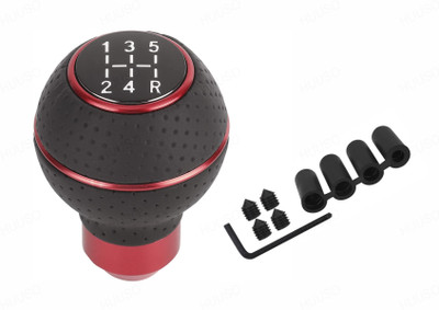 HUUSO Aluminium, Leather, ABS Gear Knob(Red, Black)