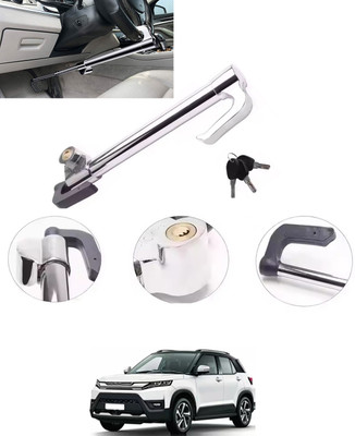 monolive Heavy Duty Double Protection Stainless Steering wheel lock with 3 keys 301 Gear Lock(Stainless Steel)