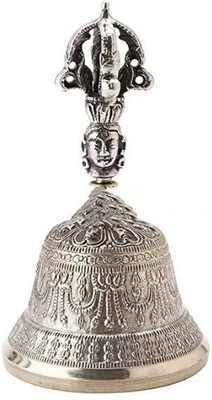 Shriji Crafts Tibetan Prayer Bell for Puja & Healing | Brass Bell with Clear Sound Brass Pooja Bell(Steel, Pack of 1)