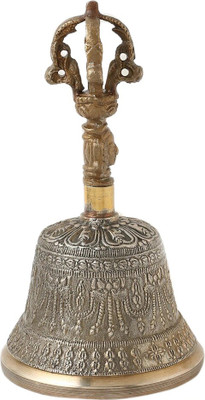 RDK SON'S Antique Tibetan Buddhist Ceremonial Devotional Bell | Pooja Ghanti (5 Inch) Brass Pooja Bell(Beige, Pack of 1)