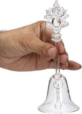 ASJACO Glass Decoration Round Ganesh Bell Festive Divine Melodious Sound Ringing Bell Glass Pooja Bell(Clear)
