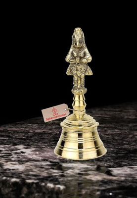 Spherulemuster Brass Ghanti Hanuman Face Puja Ghanti Bell for Home Pooja (Gold, 16x5x7.00cm) Brass Pooja Bell(Pack of 1)