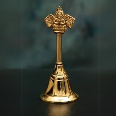 Art N Hub Metal Brass Plated Pooja Bell For Temple Room Aluminium Pooja Bell(Gold, Pack of 1)