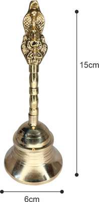TORPPEZA Brass Garud Design Bell for pooja (Size - 15cm) Brass Pooja Bell(Gold, Pack of 1)