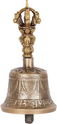 NEW INDIA METAL EMPORIUM Dorje Handle Pooja Bell Ghanti For Temple Bronze Dorje Bell(Gold, Pack of 1)