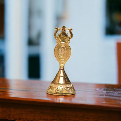 KridayKraft Aluminium Pooja Bell, Handmade Prayer Ghanti Jingle Hand Bell Aluminium Pooja Bell(Gold, Pack of 1)