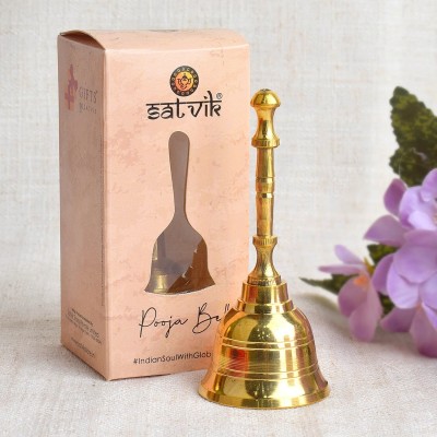 Satvik Brass Pooja Bell/Ghanti, Medium, 12cm Brass Pooja Bell(Gold, Pack of 1)