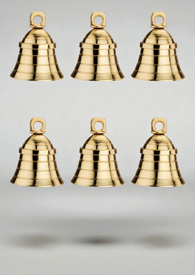 yugal industries 4 no TANJORI PUJA BELL WITH HANGING SYSTEM (PACK OF 6 PC) Brass Pooja Bell(Gold, Pack of 6)
