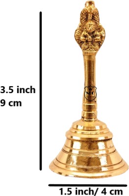 Neo Classic Garuda Under Sheshanag Design Brass Pooja Ghanti Bell, Poojan Temple (3.5inch) Brass Pooja Bell(Gold, Pack of 1)