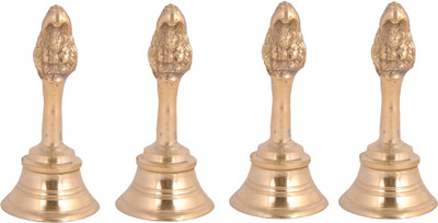 Shivshakti Arts Hand-Crafted Designer Pure Brass Bell/Ghanti/Puja Bell -4 Inch(4 Pcs,Garud,Gold) Brass Pooja Bell(Gold, Pack of 4)