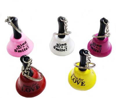 Dhinchak Ring a Bell with Stick Handle and key chain for Cheering at Events (2 pc) Iron Cow Bell(Multicolor, Pack of 2)
