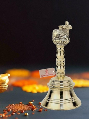 Spherulemuster Nandi face (14x6.5 ) Brass Pooja Bell(Gold, Pack of 1)