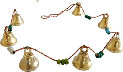 Purpledip Brass Wall Door Hanging Bells String Bandhanwar Toran Or Festoon Brass Decorative Bell(Gold, Pack of 1)