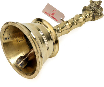 Spherulemuster Brass Ghanti Nandi Face Puja Ghanti Bell for Home Pooja (Gold, 12.4x4x6.0cm) Brass Pooja Bell(Gold, Pack of 1)