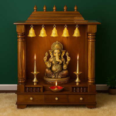 Smart Shophar Jingle Decorative Bell 2 Inches Heigth 2.3 Inches Gold Pack of 4 | With Cup Hook Brass, Gold Plated Pooja Bell(Gold, Pack of 4)