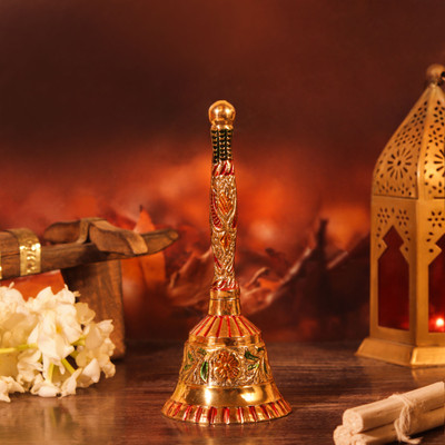 ALTINORA Festive Decor Brass pooja bell | Ghanti for home and religious purposes Brass Pooja Bell(Gold, Pack of 1)