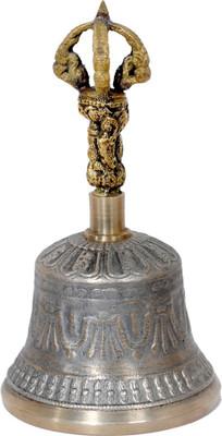 Craftartz Tibetan Bell For Meditation Brass Pooja Bell(Gold, Pack of 1)