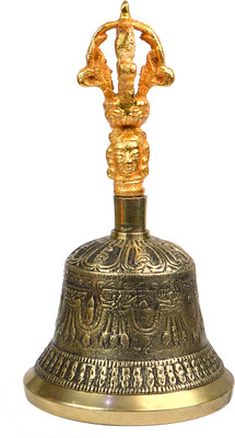REIKI CRYSTAL PRODUCTS Vastu Feng Shui Spiritual Brass Tibetan Singing Bell Buddhist Meditation Brass Pooja Bell(Gold, Pack of 1)