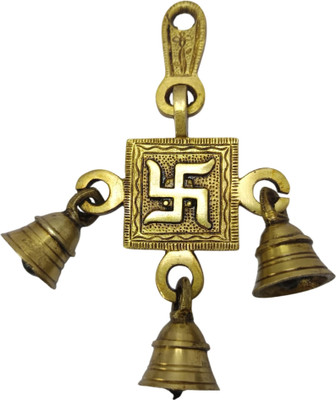 Vrinda Articles Brass Swastik Hanging Bells, Wall Decoration Bells for Pooja, Bells for Home, Brass Pooja Bell(Yellow, Pack of 1)