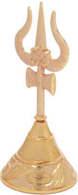 ClickPujan Shiv Ji Trishul Hand Bell for Pooja | Ghanti for Mandir | Ghanti for Decoration Brass Decorative Bell(Gold, Pack of 1)