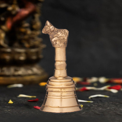 Templeneeds Templeneeds Brass Nandhi Bell | Traditional Handcrafted Temple Bell Brass Pooja Bell(Gold, Pack of 1)