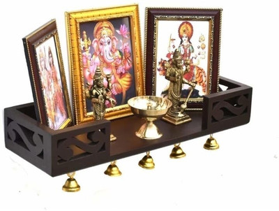 ANCRAFTS Wooden Pooja Mandir for Home Wall Mounted | Wooden God Temple for Home Wooden Pooja Bell(Brown, Pack of 1)