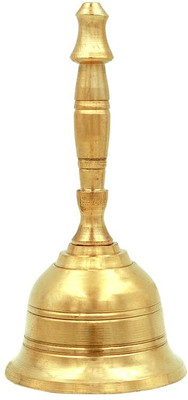 DOKCHAN Handcrafted Pure Brass Puja Bell | Pooja Ghanti/Ghanta for Home and Temple Brass Pooja Bell(Gold, Pack of 1)