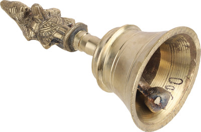Flipkart SmartBuy Brass Handcrafted Pooja Bell With Hanuman Sitting Handle for Temple 21cm Brass Pooja Bell(Gold, Pack of 1)