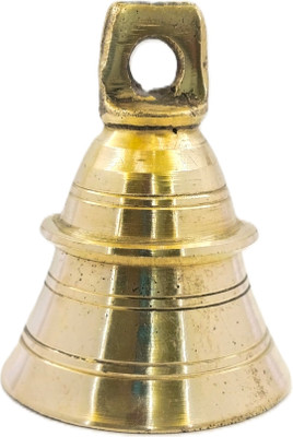 Craft World Brass Temple Hanger Bell(ghanti) Heavy Brass Metal Brass Pooja Bell(Gold, Pack of 1)