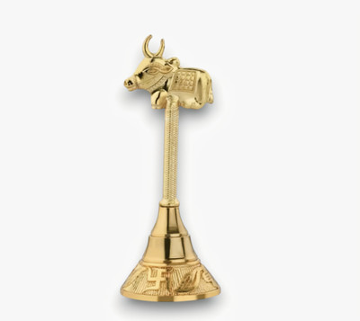 yugal industries 4 No Swastik Puja Bell Gold Finish Brass Pooja Bell(Gold, Pack of 1)