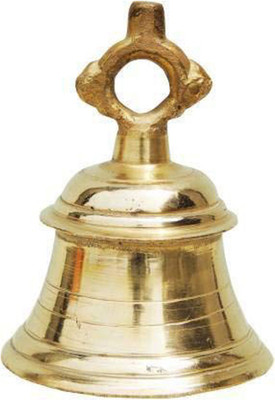 SAUBHAGYA Brass Wall Hanging Bell for Home Mandir Temple Living Room, Peetal Ghanta 500gm Brass Pooja Bell(Gold, Pack of 1)
