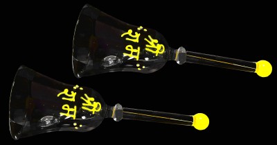 hallo beautifully Glass Material bell designed for spiritual and religious Pooja Bell Crystal, Glass Pooja Bell(Yellow, Black, Pack of 2)