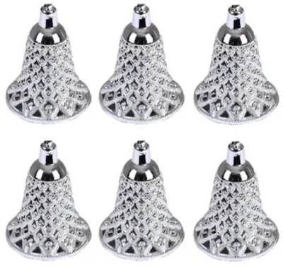 Tanishi Jingle Bells Ornament for Home Decor Party/Event/Wedding Decoration 4 Inch Plastic Decorative Bell(Silver, Pack of 6)