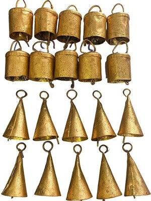 OnlineCraft Iron Gold triangle&slender cow bell for puja room &festival decor gorgeous sound Iron Cow Bell(Gold, Pack of 20)