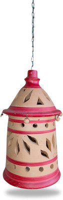 Gowpaa Handcrafted Clay Bell with Light Fitting Option, Without Bulb Earthenware Decorative Bell(Multicolor, Pack of 1)