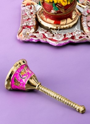 Sanskriti Decor Decorative Pooja Bell for House & Temples Puja Mandir Bell Brass Pooja Bell(Pink, Gold, Pack of 1)