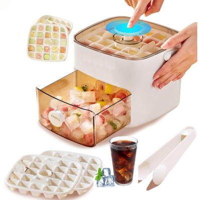 ZOMIFY Double Layer Ice Cube Tray with Storage Box Ice Storage Box(White, 1.2 L)