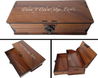 Glowbird DON'T GIVE UP EVER Wooden Geometry Box(Brown)