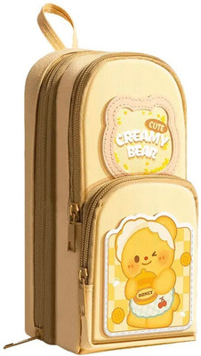 Akvanar Pencil pouch School Stationery Box Multipurpose Zipper Geometry Box(Gold)