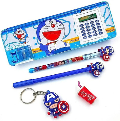 SANYA TRADERS BLUE DOR CALCULATOR COMBO OF 5 THINGS FOR SCHOOL KIDS Geometry Box(Multicolor)