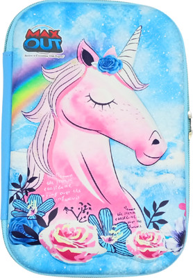 GLAZU Unicorn Pouch Unicorn Art Pencil Box Geometry Box(Light Blue)