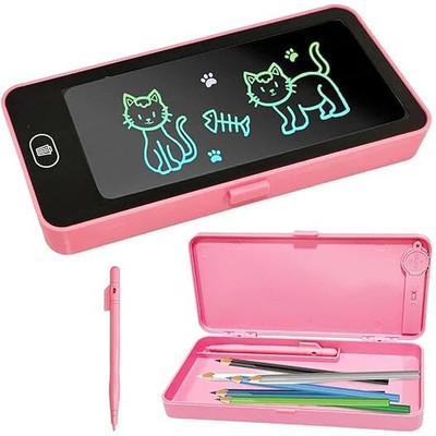 Arham PENCIL BOX WITH LCD IN FRONT AND ONE STYLUS PEN Geometry Box(Multicolor)