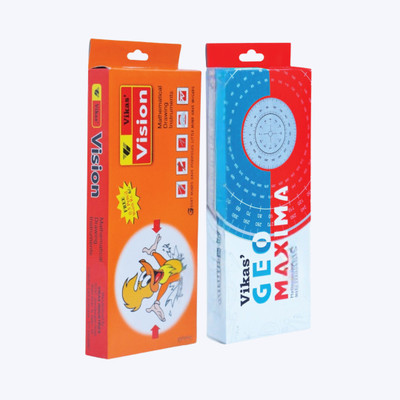 Vikas Vision + Geo Maxima Geometry Box Combo | Durable Drawing Tools for Students Geometry Box(Orange, Blue)