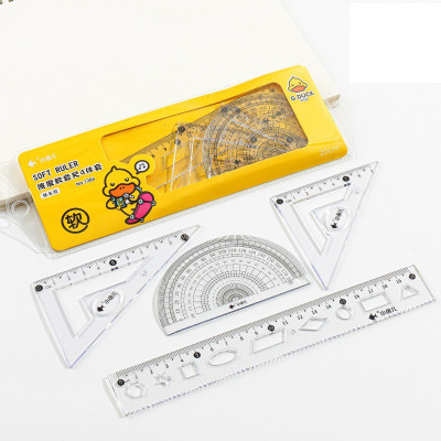 x pulse 4 Pcs Geometry Set, Student Drawing Compasses, Ruler Protractor Drawing Tool Geometry Box(Silver)