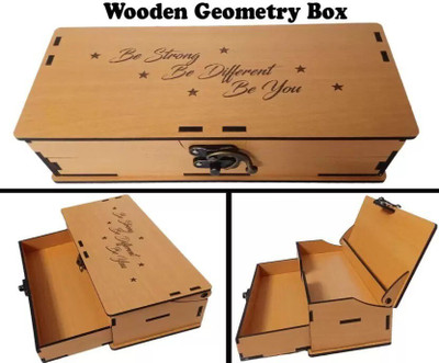 Glowbird Be Strong Be Different Be You Pencil Box, Pencil Case for Kids Geometry Box(Brown)