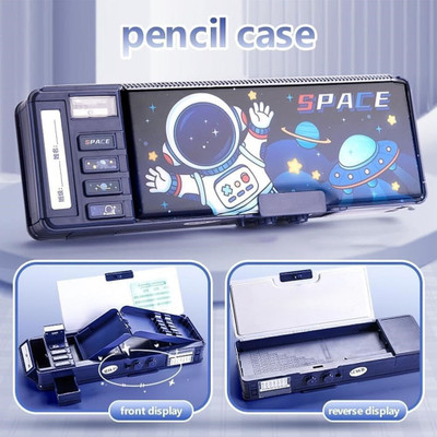 AWEJOY Password Geometry Box-Kids Geometry Box Kit, Mathematical Box, Birthday Gift Set Geometry Box(Blue)